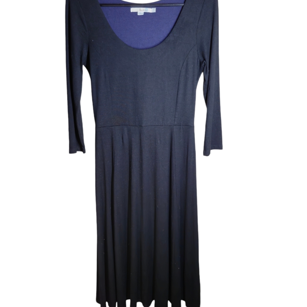 Boden Alanna Three Quarter Sleeve Knit Black Midi Dress size 4